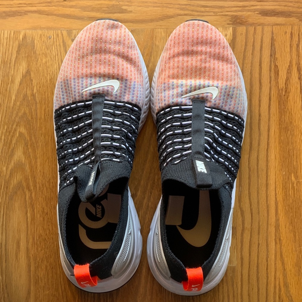 Nike Men's Black and Orange Blue Slip-On Athletic Shoes